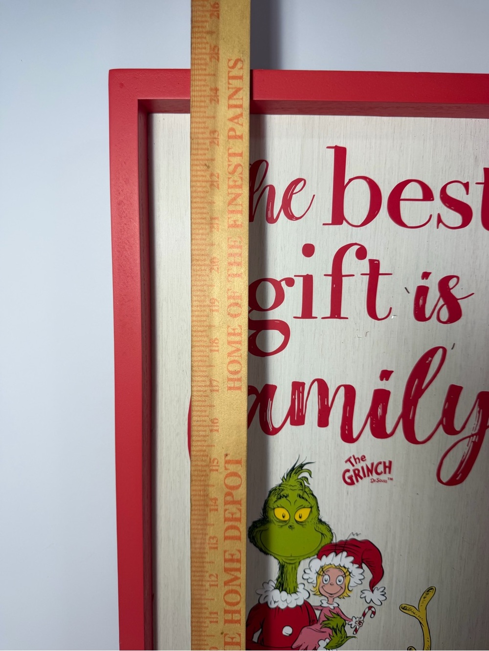 Licensed Grinch 'The Best Gift Is Family' Red Framed Holiday Sign - Picture 2 of 3